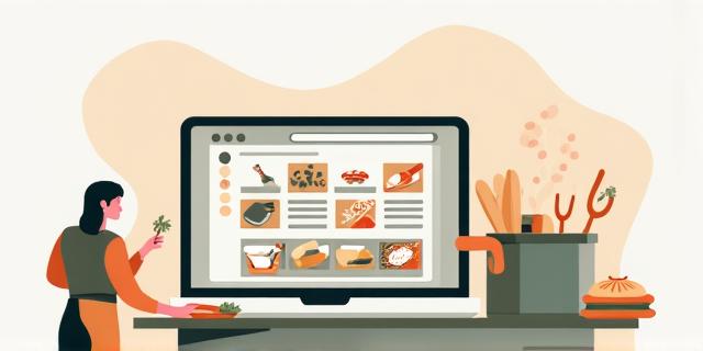 Illustration du service d'atelier de cuisine en ligne.